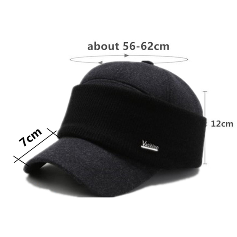 XdanqinX winter men's warm hat thick baseball caps for men earmuffs hats senior dad's hat casual brands hat snapback cap