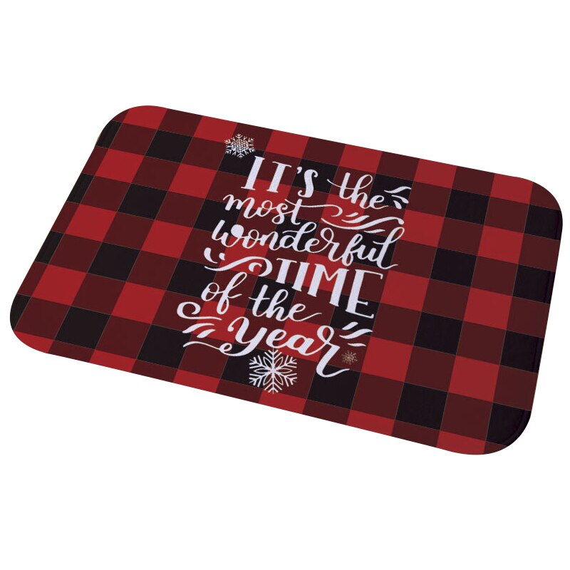 Winter Snowflake Christmas Tree Doormat Red Non Slip Absorbent Floor Carpet Mat for Entryway Bedroom Living Room Sofa Home Decor: B06