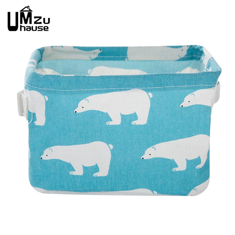 Katoen Linnen Dozen Cosmetische Make Organisatoren Flamingo Eenvoudige Magazijnbakken Home Office Organisatie Meisjes Bureau Tafel Fold Case: Blue