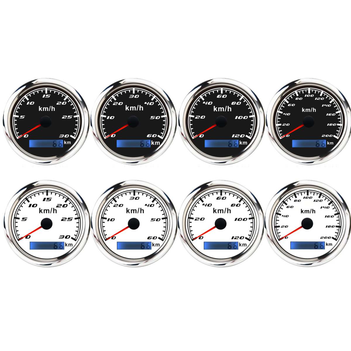 85mm GPS Speedometer Digital Gauge 30 60 120 200 KMH Odometer For Marine Boat Car ATV Truck Red Backlight With GPS Antenna