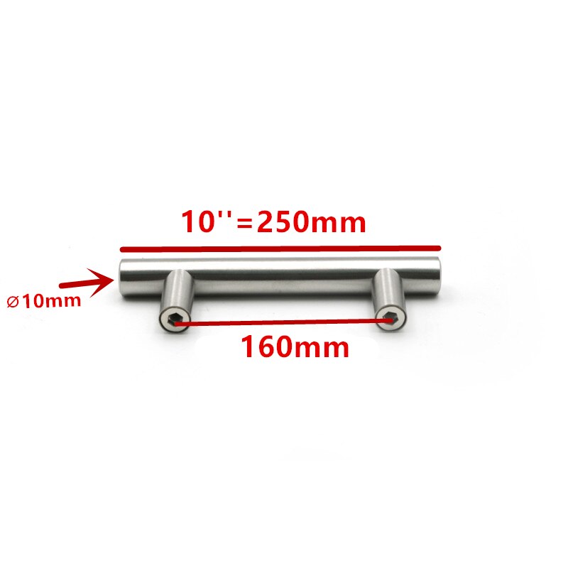 50mm to 500mm rostfria köksdörrsskåp t bar handtag dragknopp skåp knoppar möbelhandtag skåp lådhandtag: 10 tum 160mm
