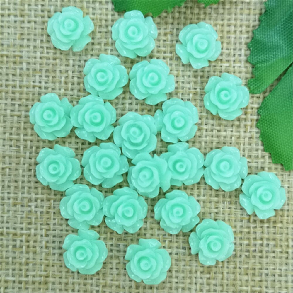 80pcs Resin Rose Kralen Knoppen Versieringen Scrapbooking DIY Craft 10mm: Green