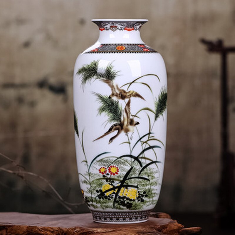 Jingdezhen keramik vase vintage kinesisk stil dyr vase fin glat overflade boligindretning møbler artikler  a610: C