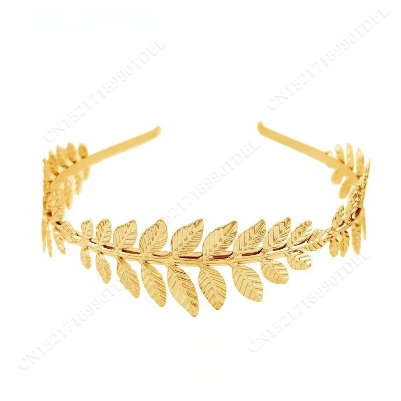 Diadema barroca de hoja de Metal dorado, tocado, corona, Tiaras, tocado, diosa romana, joyería para el cabello griego, accesorios de boda para novia: COLOR ORO ROSADO