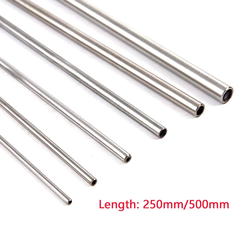 Prata redonda 304 tubo capilar de aço inoxidável od 3 4 5 6 7 8 10 12 mm comprimento 250mm tubo circular oco