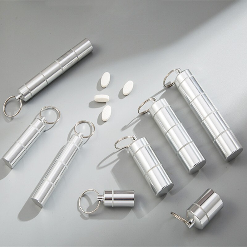 Portable Medicine Organizer Box Capsule Shape Aluminum Pill Case Delicate Seal Outdoor Pocket Pill Holder Container Pill Case