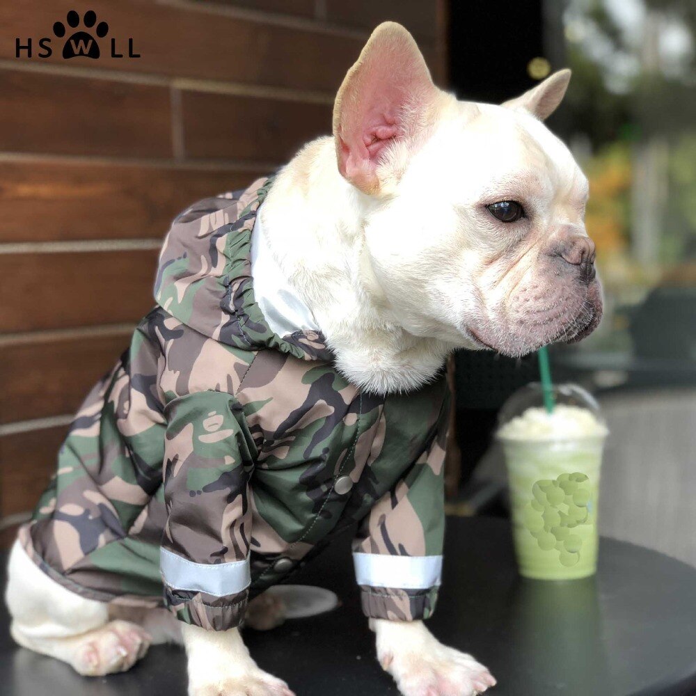 Kæledyr hund regnfrakke tøj til store hunde camouflage vandtæt tøj regner hund regnfrakke udendørs kostumer fransk bulldog