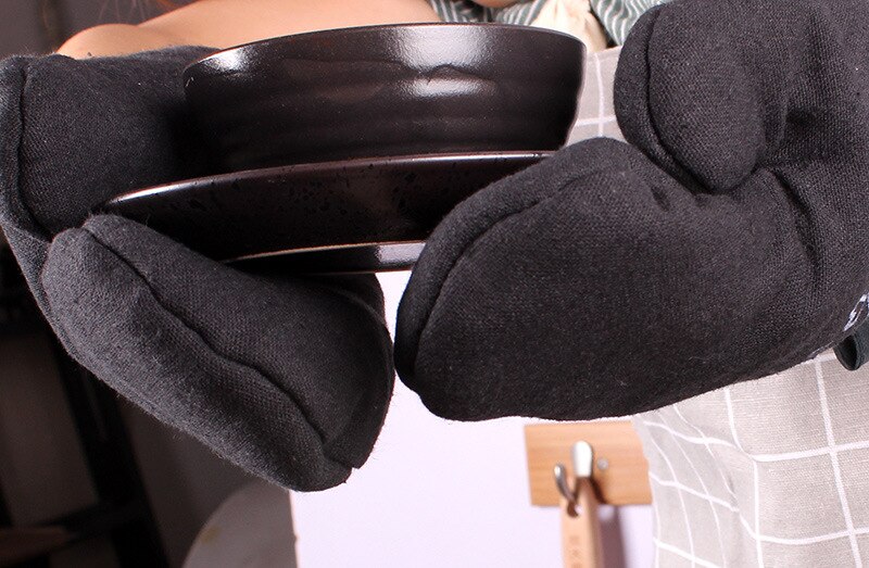 Guantes Térmicos antifuego para barbacoa, manoplas de cocina de silicona, alargadas y gruesas, antiquemaduras