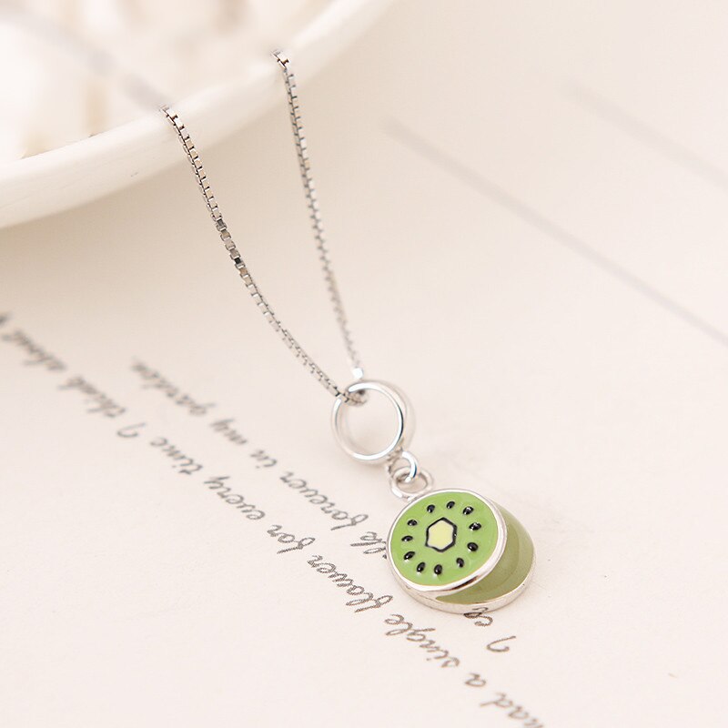 Authentieke 100% 925 Sterling Zilver Kraal Mini Groene Kiwi Fruit Dangle Kralen Fit Armband & Armband Diy Vrouwen Sieraden