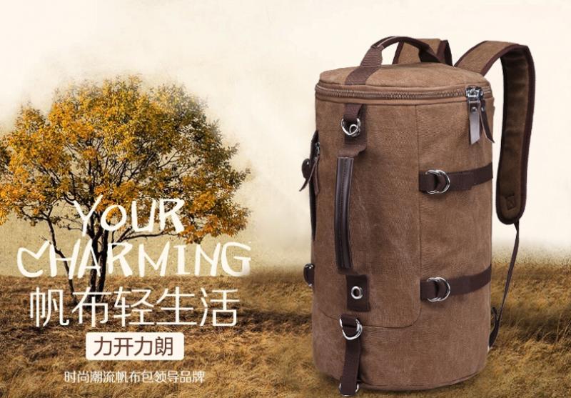 Male men Travel Bag Cross-Border Casual Shoulder Bag Large-Capacity Retro Canvas Backpack Personality Student Bag Computer Bag