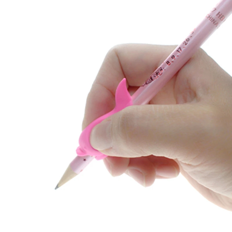 20 impugnature per matita in silicone a forma di delfino, anelli per penna antiscivolo stile pesce per studenti, bambini, scrittura a mano, correzione della postura