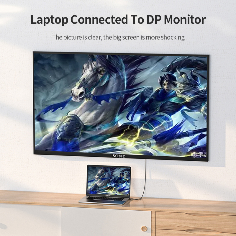 4K @ 60Hz HD naar DisplayPort Unidirectionele adapter met USB-netsnoer HDMI-compatibel naar DP-kabel voor pc Computer Game Monitor