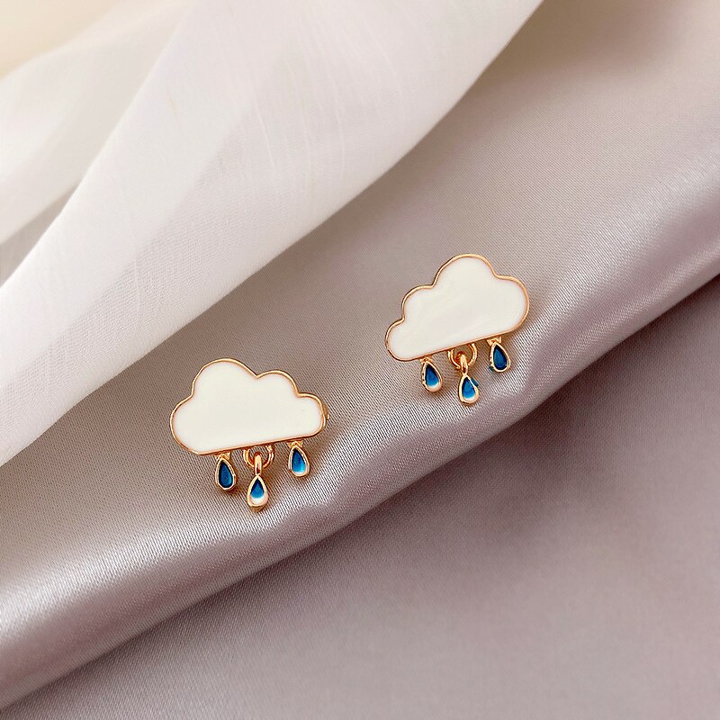 Koreaanse Stijl Witte Wolk Water Stud Oorbellen Voor Vrouwen Crystal Stars Boog Asymmetrie Oorbel Meisje Wedding Party Sieraden: 1