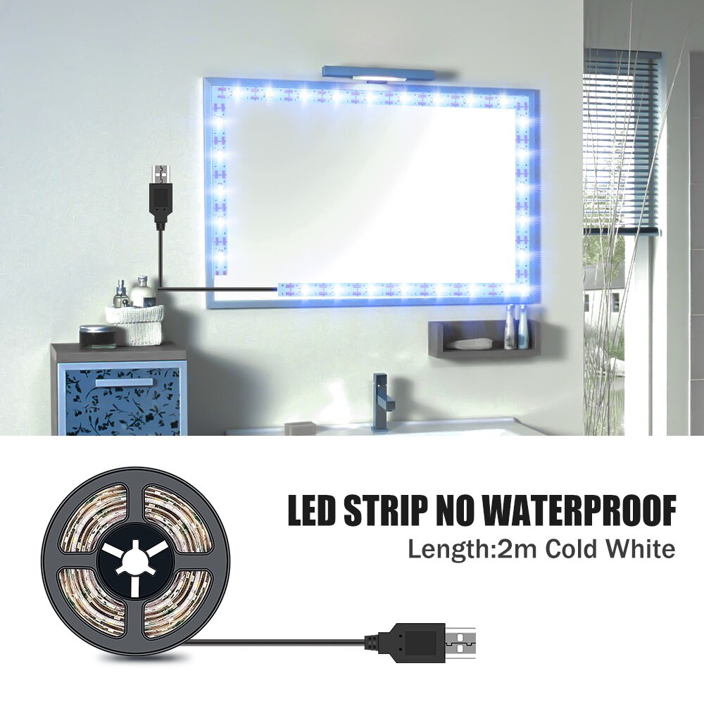 Led Make-upspiegel Licht Vanity Lamp Strip 5V USB Backlight LED Flexibele Lamp Tape Kaptafel Spiegel Lamp Voor Badkamer Decor: Multicolor
