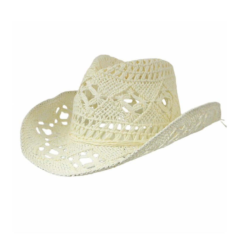 Stroh Western Cowboy Hut Hand Made Strand Fühlte Sonnenhüte Party Kappe Für Mann Frau Curling Krempe Kappe Sonnenschutz Unisex hüte