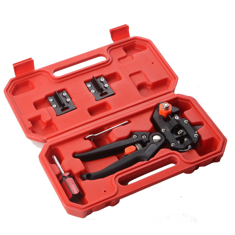 Profissional red toolbox enxertia pruner ferramenta de jardim tesouras de poda agricultura tesoura frutas árvore vacinação secateurs com fita: ROXO