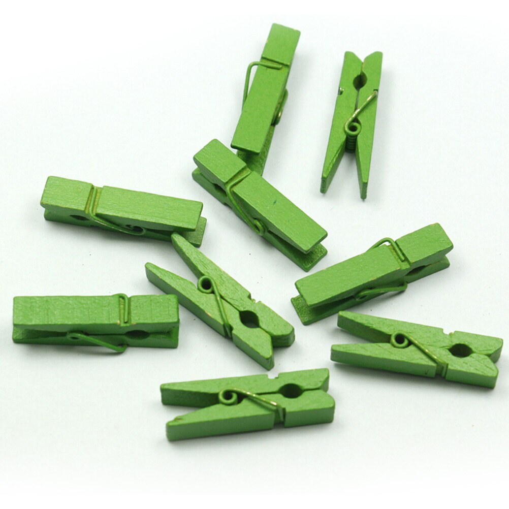 20Pcs Kleine Mine Size 35Mm Mini Natuurlijke Houten Clips Voor Foto Clips Wasknijper Craft Decoratie Clips Pinnen: green