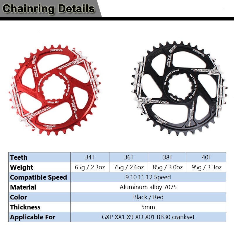 Slakkenhuis kettingblad mtb fiets kettingblad tandplaat gxp pedivela 1mm 34-40t kettingblad voor sram gx  xx1 x1 x9 gxp eagle nx