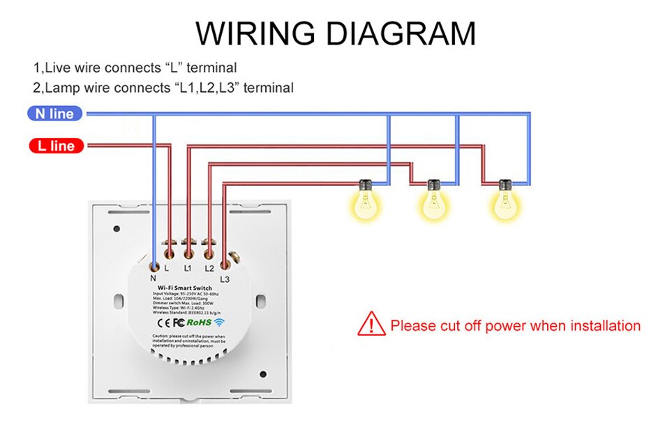 Tuya Wifi Smart Switch 86 Eu Lichtschakelaar Werken Met Alexa Google Home 1 2 3 Gang 2200W Muur schakelaar Voice Control Smart Leven App