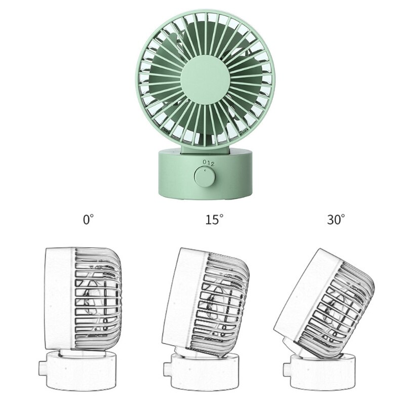 Desk Fan Noiseless USB Fan Cooling Fan with Adjustable Head, Double Fan Blades, 2 Speeds, Mini Size Desktop Fan