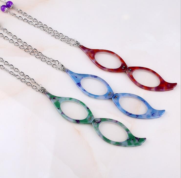 Bedels leesbril hanger ketting schelphard lange ketting kleurrijk frame opvouwbare vergrootglas houder kettingen