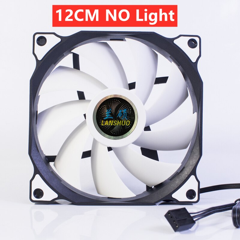 Ventilador de carcasa de ordenador, Enfriador de PC silencioso, RGB, LED, PWM, 4 pines, 9CM/12CM, 90MM / 120MM: 12CM No Light