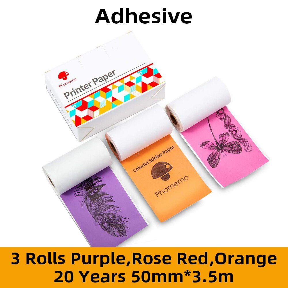 Papel Phomemo Sticky Thermisch Papier Printable Foto Papier Voor M02/M02S/M02Pro Mini Printer: 3color A 20 Years