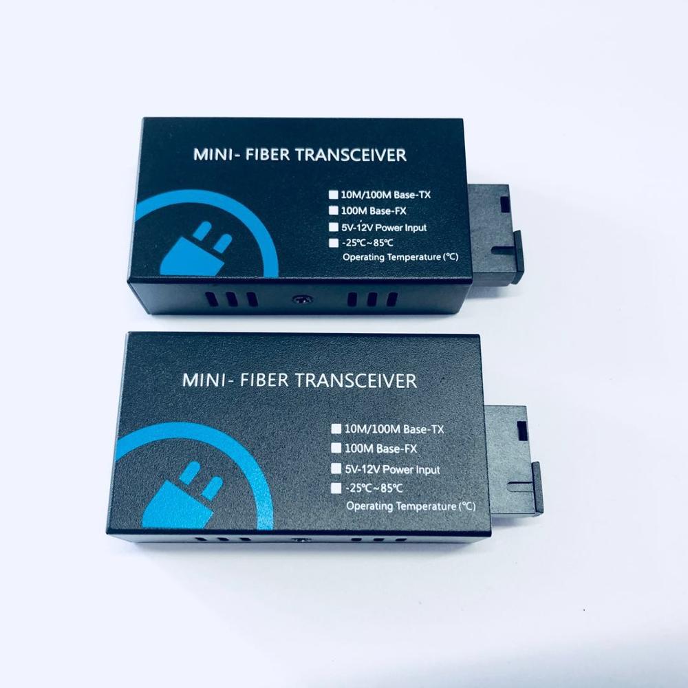 mini 10/100M Fast Ethernet Switch Converter 20KM Ethernet Fiber Optical Media Converter Single Mode 2*RJ45 and 1*SC fiber Port: 1 pair Singel-fiber
