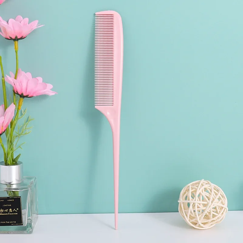 Peine de cola de pelo , peine de corte de pelo de salón , peines de estilismo para el cuidado del cabello de salón con pinchos de acero inoxidable: Rosa
