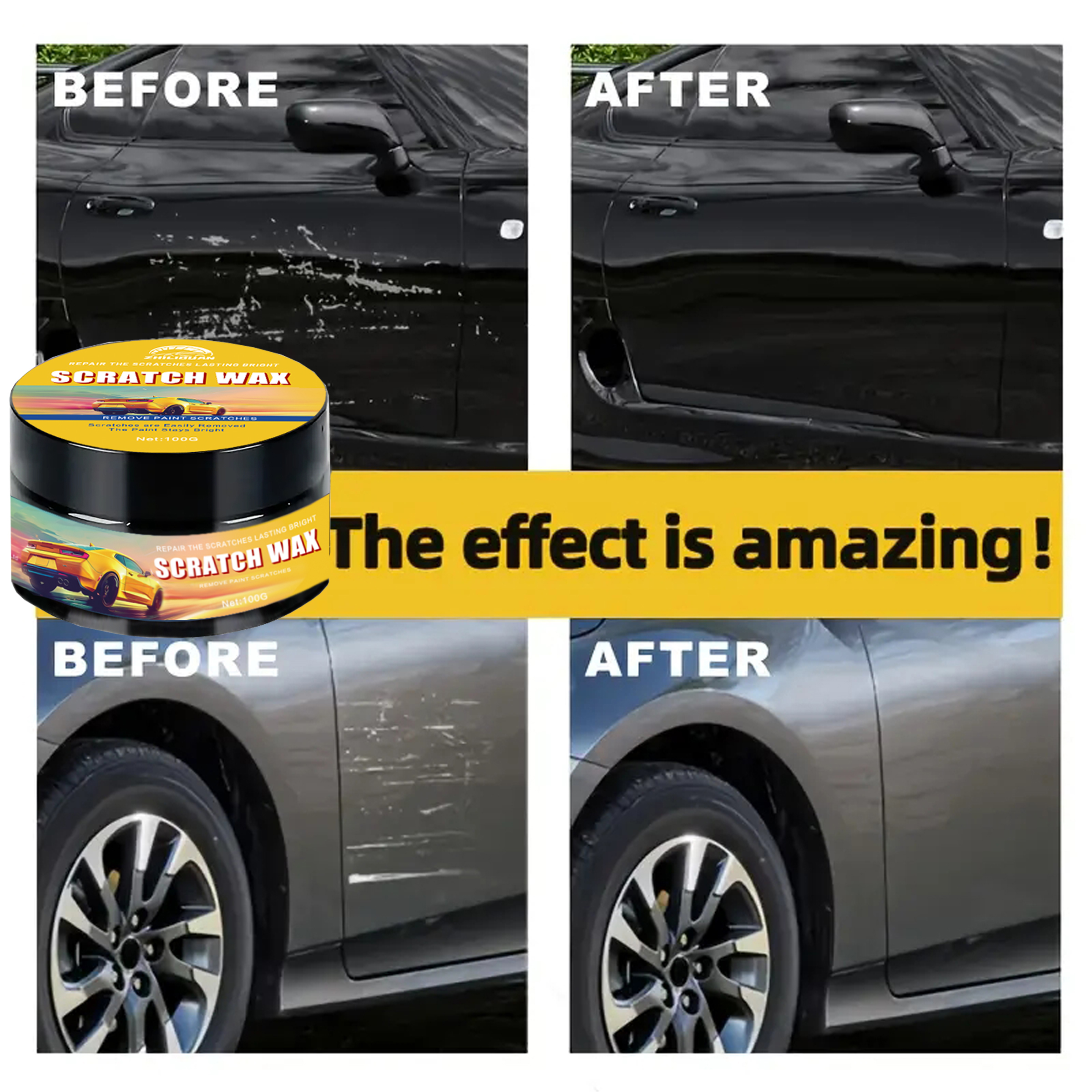 Scratch Repair Kit for Cars, Quick Scratch Removal, Restores Shine and Brightness on All Paint Surfaces, Universal Vehicle Use