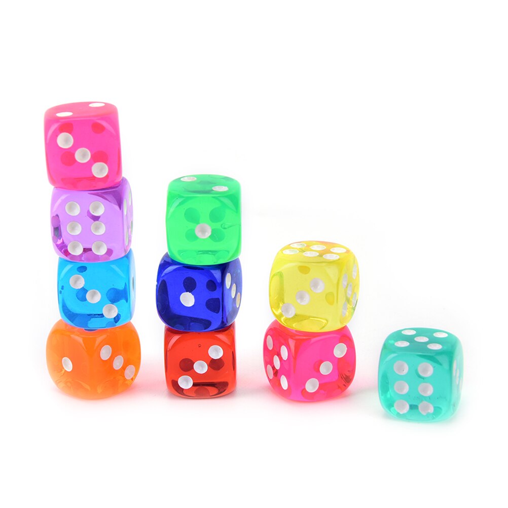 10 Stck 14mm Würfel transparent Solide funkeln wirkung in 12mm platz ecken Kunststoff Würfel d6 Glücksspiel Würfel