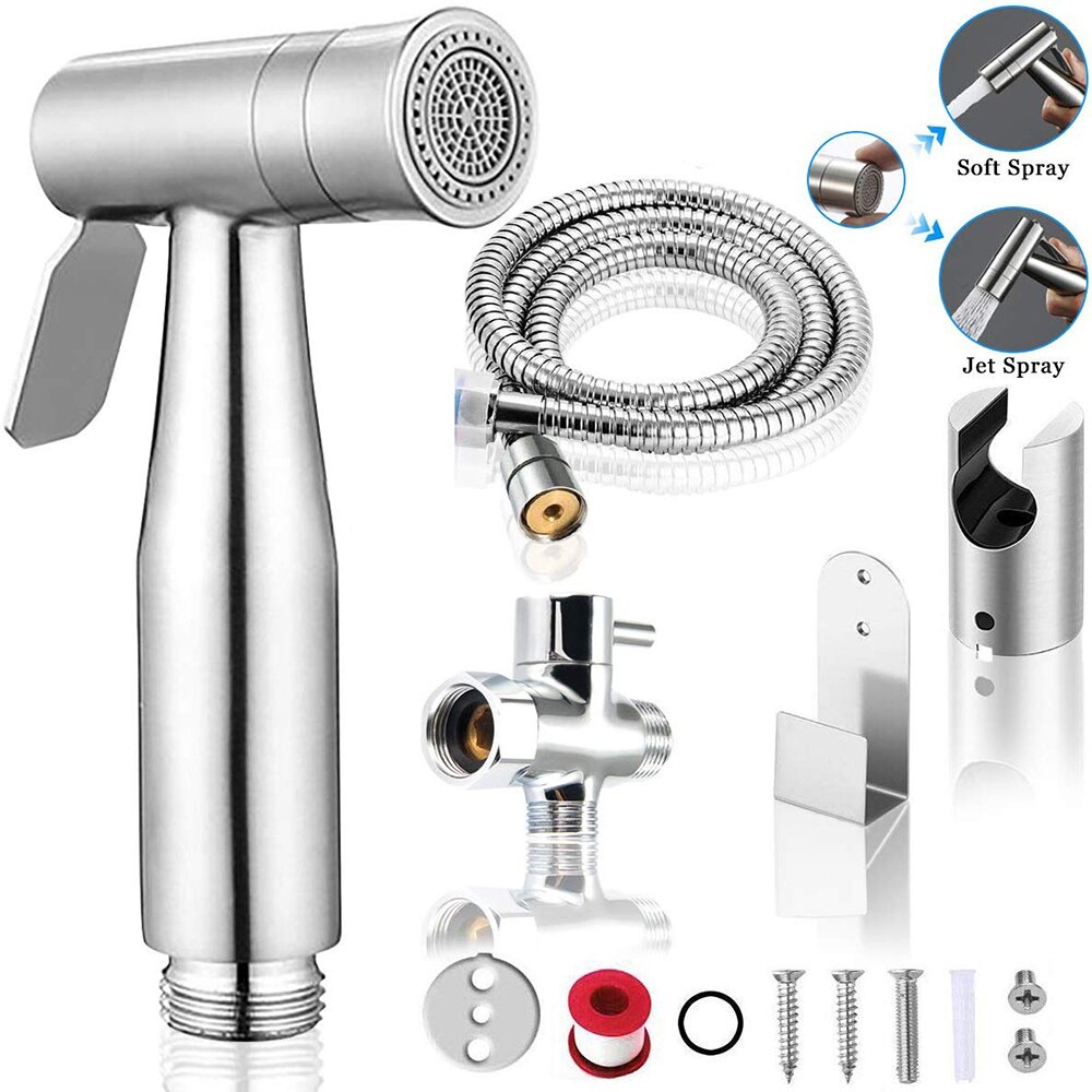 Hand Bidet Faucet Bathroom Handheld Toilet Bidet Sprayer Set Stainless Steel Attachment Hand Sprayer Shower Head Self-Cleaner