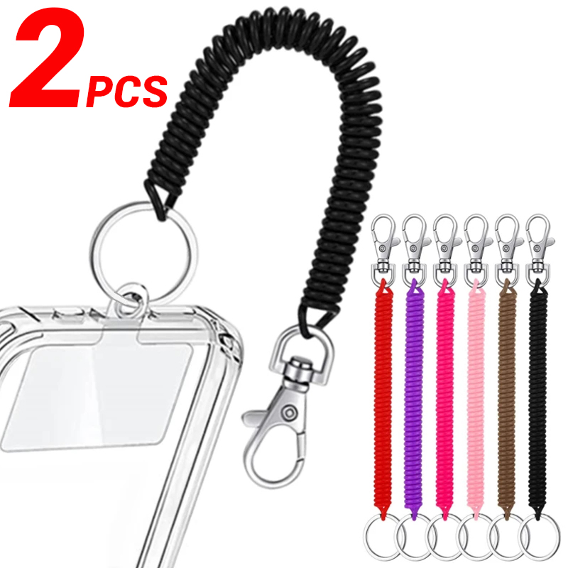Cadena antipérdida, cuerda de resorte elástica en espiral, correa de cordón multifuncional para teléfono móvil, llavero, soporte, gancho de cierre
