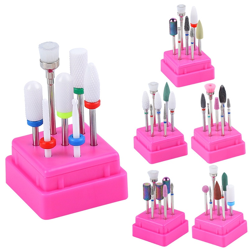 Juego de brocas para uñas, juego de brocas de cerámica con diamantes de 2,35mm para máquina de manicura, juego de brocas de cerámica para uñas, 7 Uds.