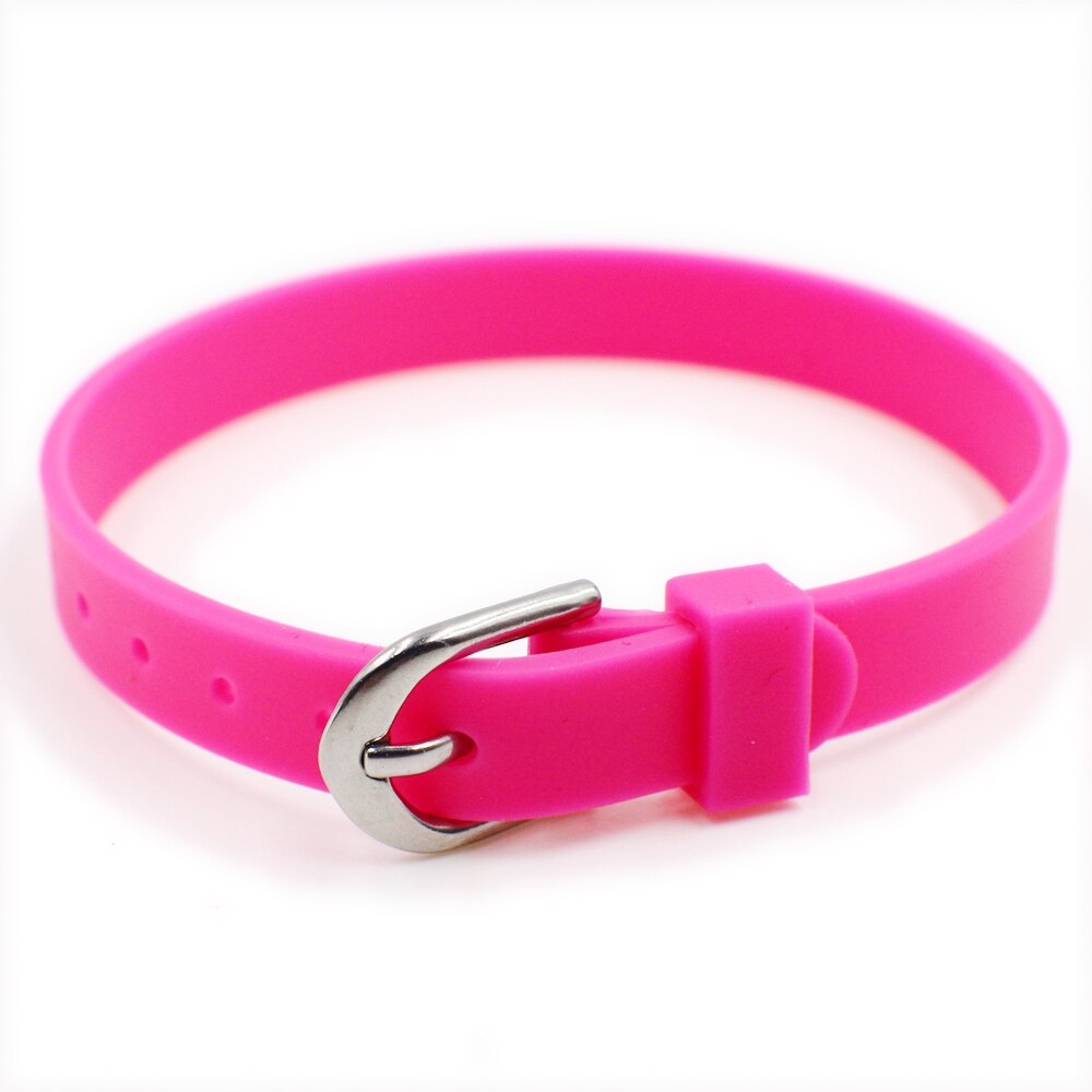 Hurtownie 10 sztuk 8mm silikonowa opaska na rękę 8mm * 210mm DIY akcesoria bransoletka Fit 8mm charms slajdów listów: hot pink