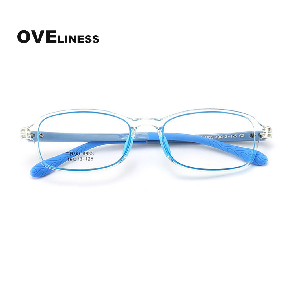 Myopia Optical Children Glasses Frame boy girl Solid TR90 Diopter Transparent Prescription Kids Glasses Flexible Soft Eyewear: clear blue