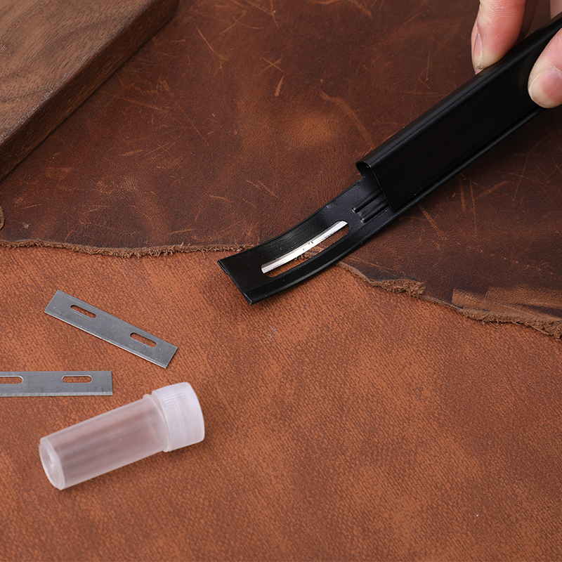 Juego de 7 Uds de herramientas para tallar cuero, cuchillo giratorio DIY, patilla biseladora + 3 cuchillas y bolígrafo de punta de modelado artesanal de cuero