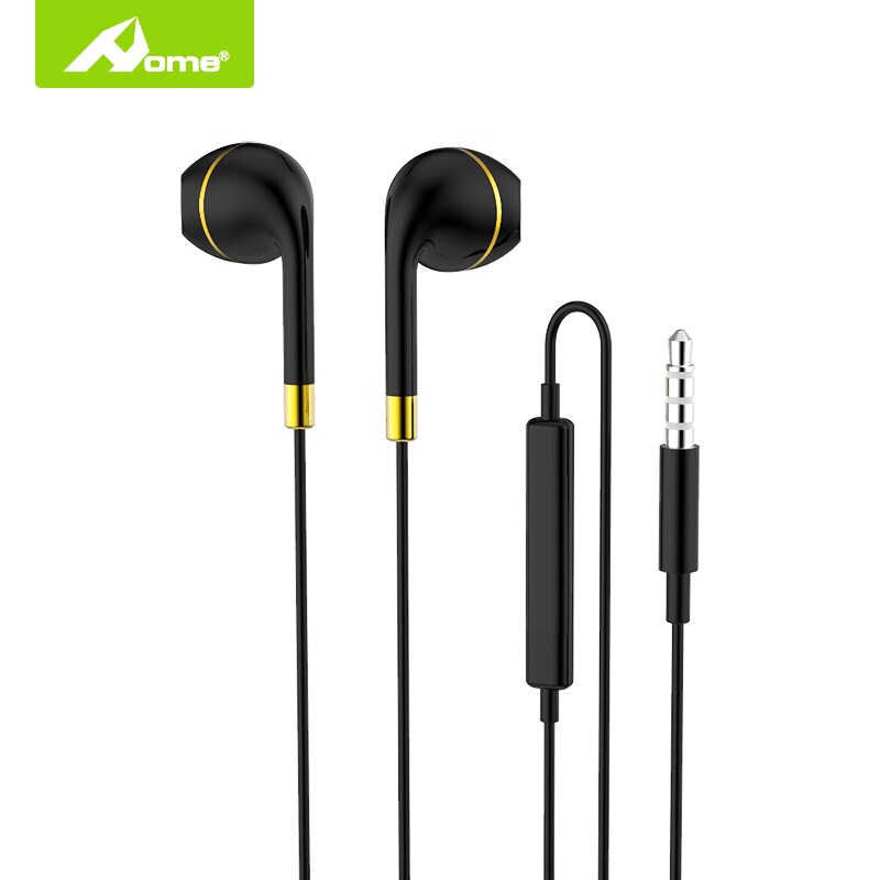 Auriculares intrauditivos con cable y conector de 3,5mm, cascos estéreo con cancelación de ruido y Control de volumen de auriculares para teléfono móvil: black gold