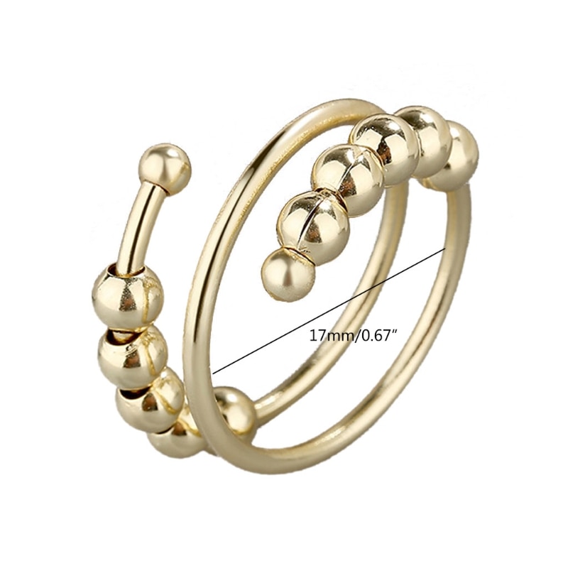 Open Double Layer Adjustable Decompression Color Retention Stress Anxiety Ring Fidget Spinner Beads Ring Worry Ring