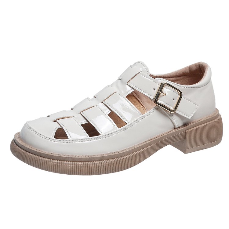Comfort Schoenen Voor Vrouwen Ademende Platte Sandalen Pak Vrouwelijke Beige Klompen Met Hak Mary Jane Zonder Zwarte Mode Dikke Meisjes lo