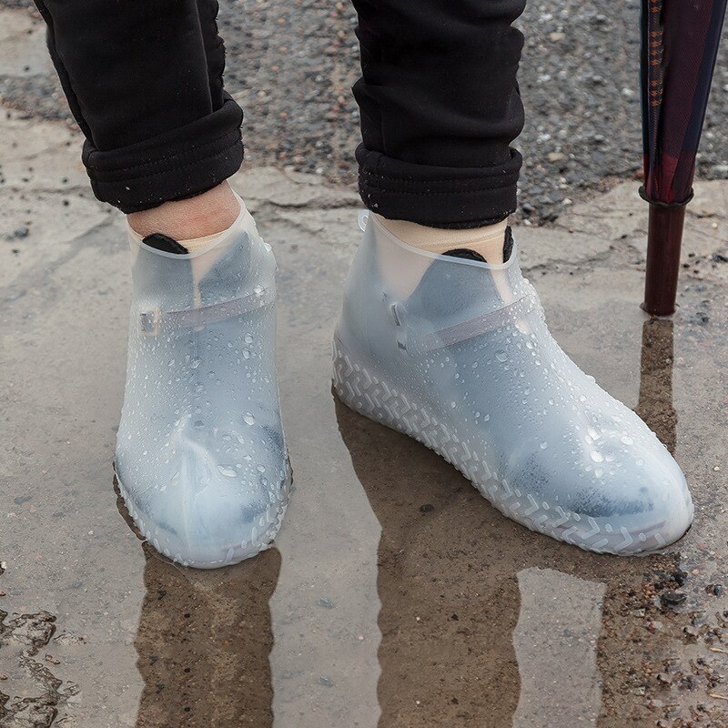 Un par de cubiertas impermeables para zapatos de lluvia, Botas de lluvia de silicona recargables, zapatos de lluvia antideslizantes para hombres y mujeres, suministros de viaje galocha
