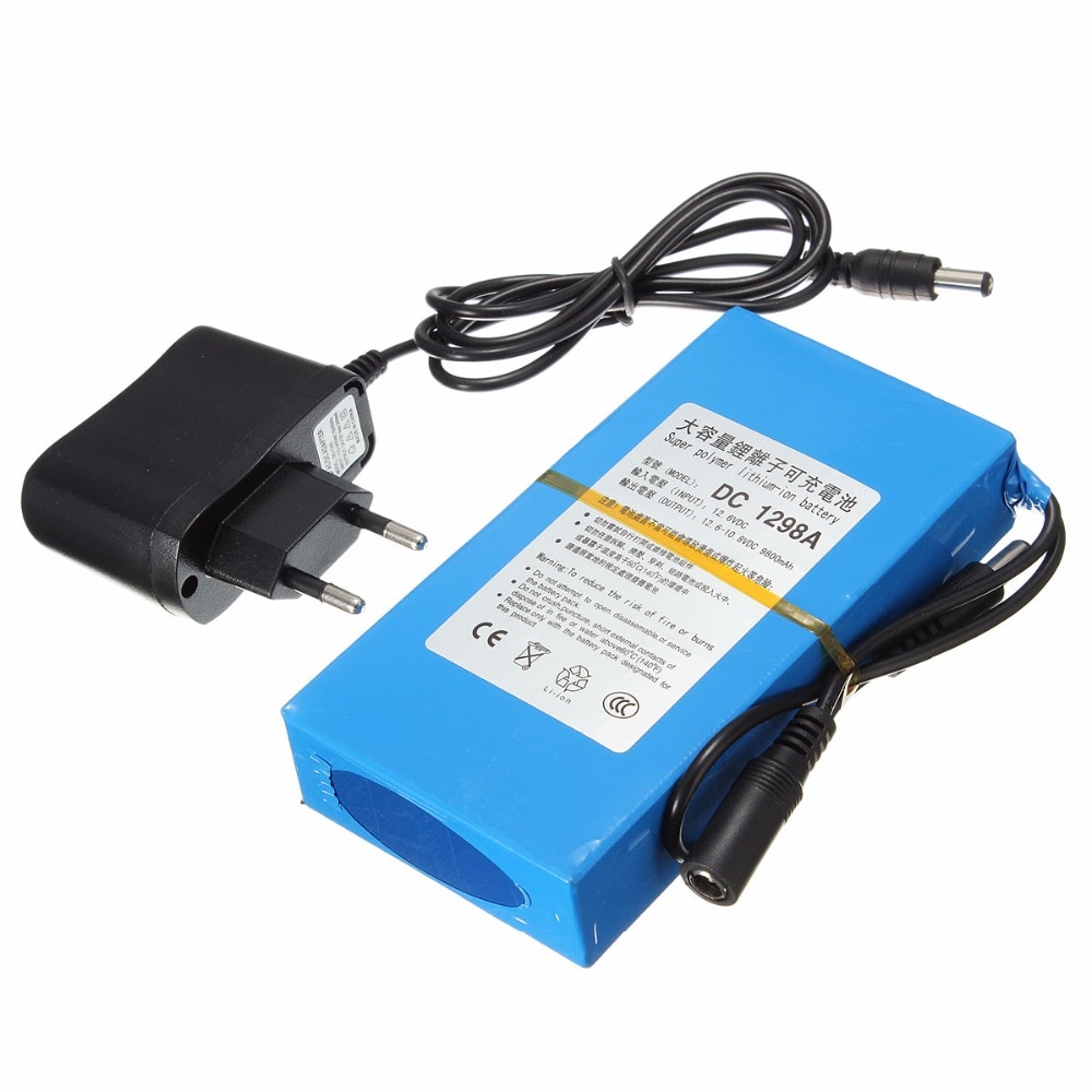 Dc 12v litiumbatteri 9800 mah uppladdningsbart polymer li-ion batteripaket för gatubelysning led-ljus digital produkt standby-ström
