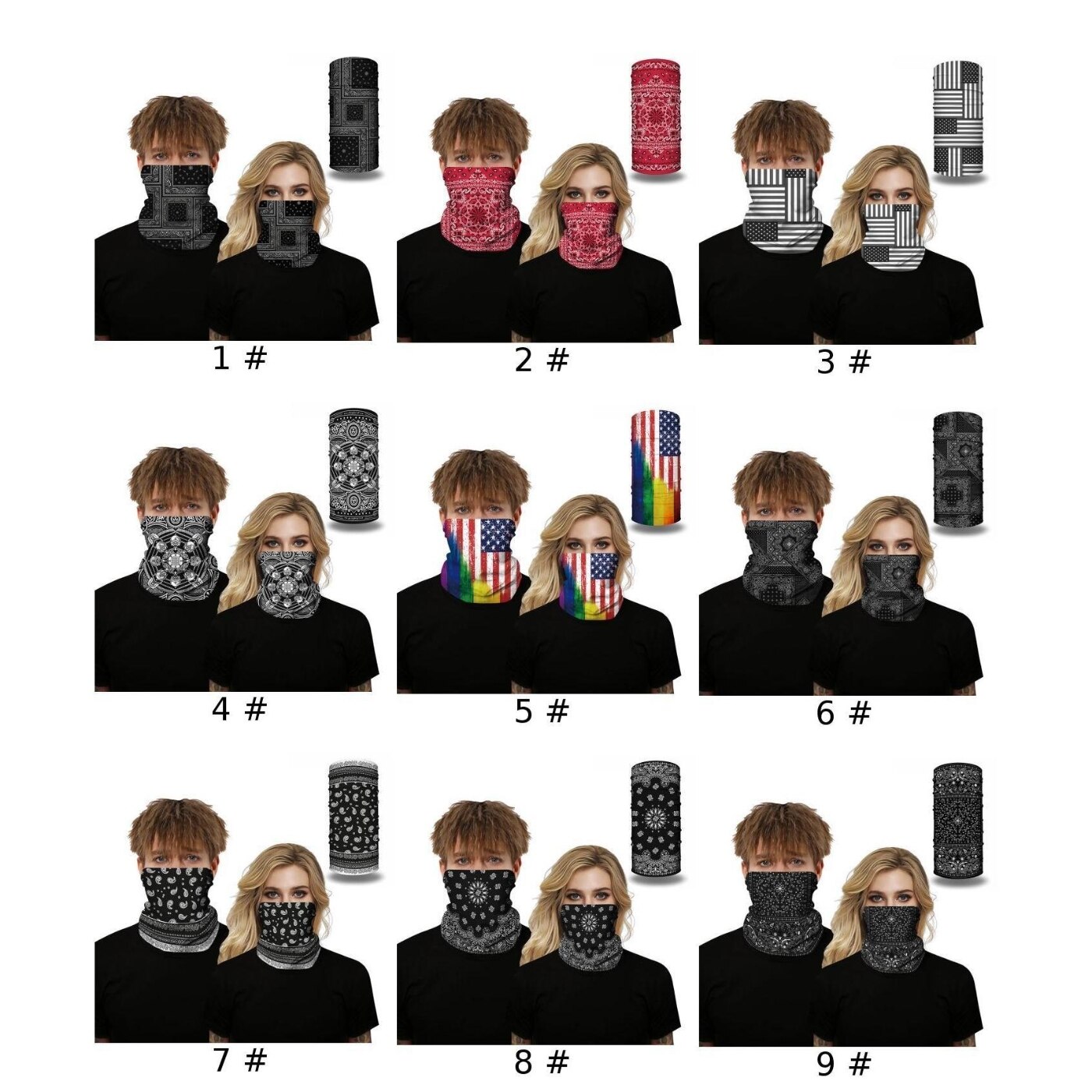 25*50cm bandana unisex sjaal outdoor bedrukt gaiter rijden dubbelzijdig