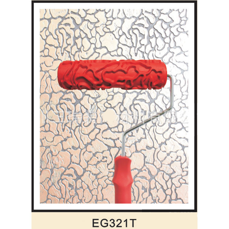 7-Zoll-3D-Rändel-Prägewalze für Zuhause, konkav, konvexe Textur, Wanddekoration, arbeitssparendes Bauwerkzeug, Gummi mit Griff: Licht Grün