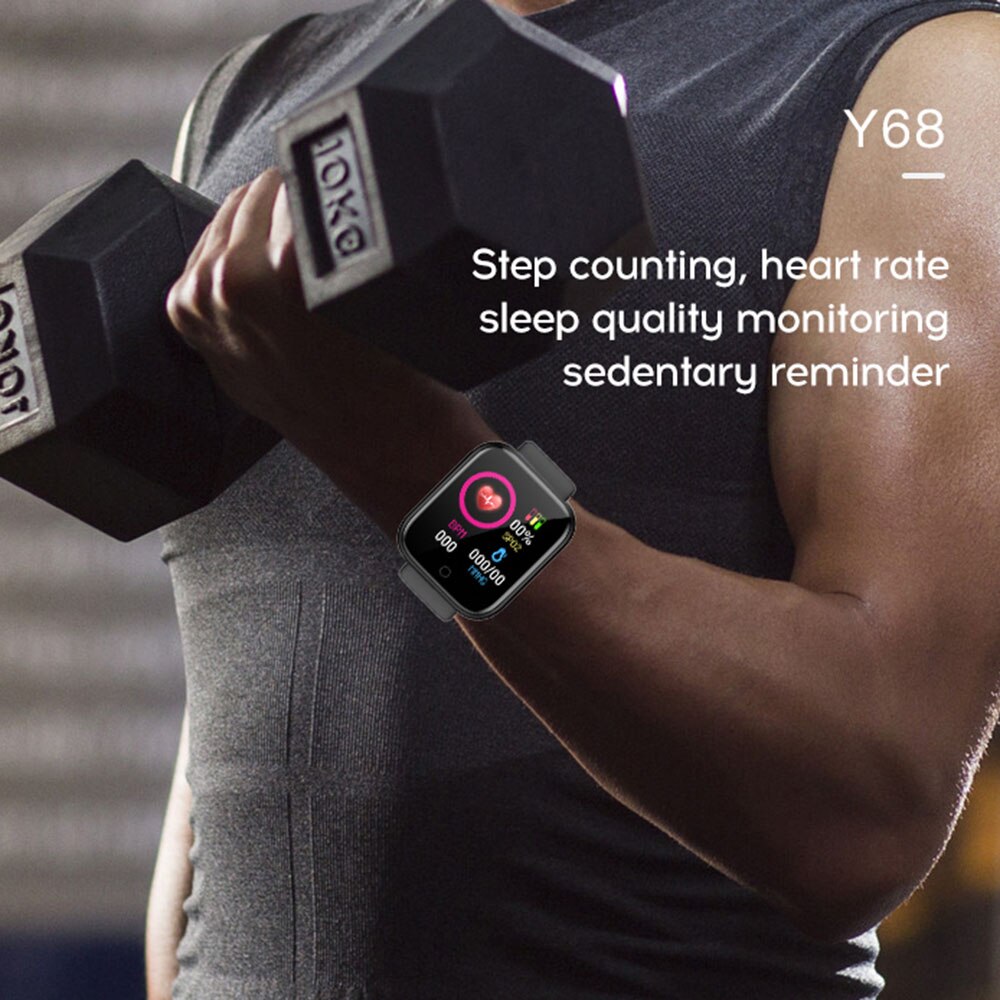 2PCS Y68 Smart Watch Fitness Tracker Blood Pressure Smartwatches Waterproof Heart Rate Monitor Bluetooth Smart Wristwatch