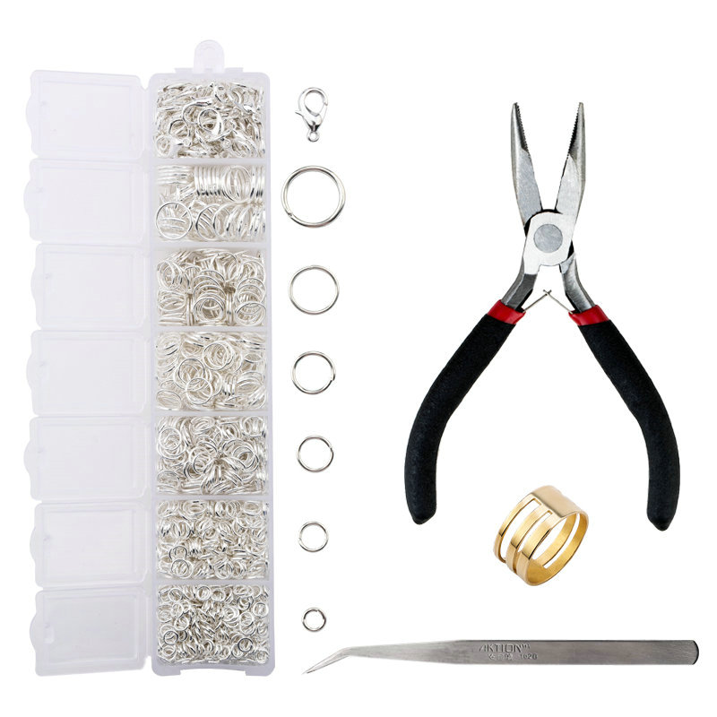 A Set Jewelry Findings Tool Set Open Jump Rings,Jewelry Pliers, Lobster Clasps hooks, jewelry tweezers Jewelry Making Supplies: Pink