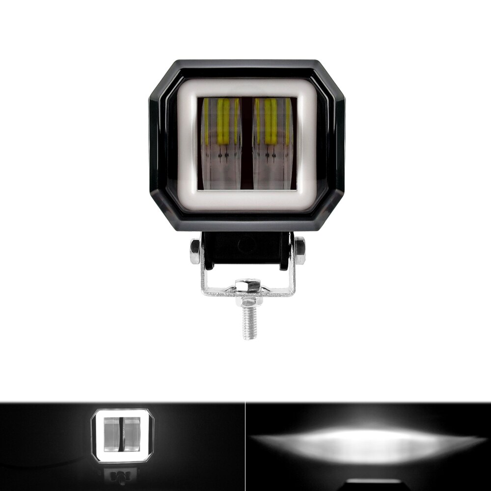 3 Inch Angel Eyes Led Work Light 12V 24V For Car DRL Halo 4x4 Offroad Motorcycle Bicycle ATV SUV Truck Working Driving Lights: Square White x1