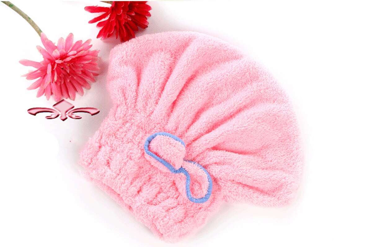 5 Kleur Kleurrijke Douche Cap Gewikkeld Handdoeken Microfiber Badkamer Hoeden Solid Superfijne Snel Droog Haar Hoed Bad Accessoires: Roze