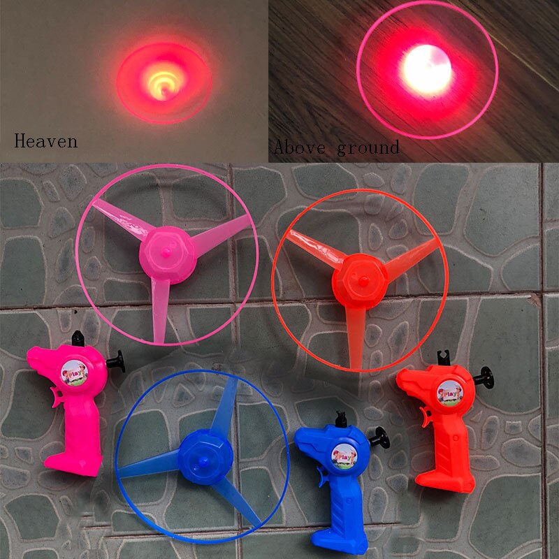 pull wire LED light plate Outdoor sport toys Three-color lighting Bamboo raft Flyings fairy Manual Push shot helicopter