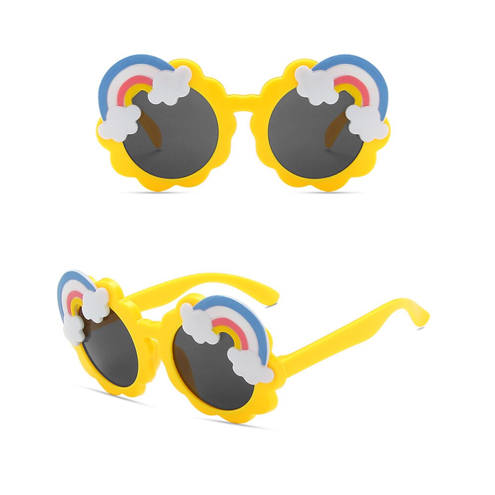 Children Cartoon Rainbow Round Frame Sunglasses Baby Girl Boy Sun Visor Mirror Outdoor Kid Summer Beach Vacation Glasses